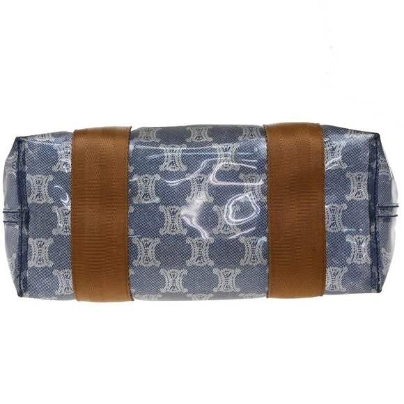 CELINE Logo Macadam Pattern Shoulder Tote Bag Vinyl Leather Blue SHW 38KA973 - Picture 6 of 15